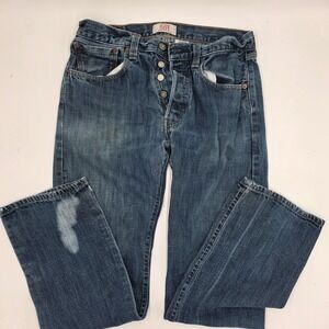 Levi's 501 Mens Straight Leg Button Fly‎ Blue Denim Jeans Size 32W 32L